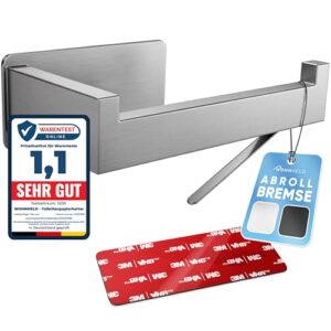 WOHNHELD Premium Toilettenpapierhalter ohne Bohren - Mit Abroll-Bremse - Klopapierhalter zum Kleben - WC Rollenhalter Edelstahl Silber Rechts geöffnet