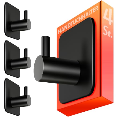 4er-Set Handtuchhalter ohne Bohren, Edelstahl Badezimmer Handtuchhalter mit guter Tragkraft, selbstklebende Haken für Bad und Küche