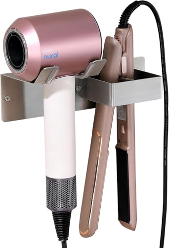 Föhnhalter aus Edelstahl für Haartrockner und Glätteisen, ohne Bohren, wandmontiert und Selbstklebend