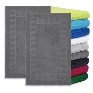 Badvorleger 2er Pack aus Baumwolle, Saugfähig und Schnelltrocknend für Dusche und Badewanne, Anthrazit Farbe, Öko-Tex Made in Green zertifiziert
