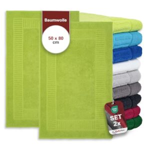 Zwei Badmatte in Apfelgrün für Dusche und Badewanne, aus 100% Baumwolle, Öko-Tex Made in Green zertifiziert