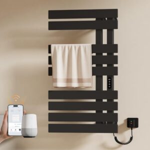 EMKE Badheizkörper Elektrisch 1000 x 500 mm, WiFi Intelligenter Thermostat Elektrischer Handtuchheizkörper für Alexa und Google Home und APP Schwarz 320W
