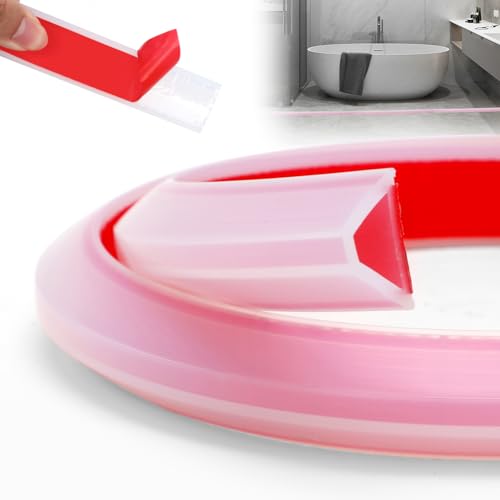 Selbstklebend Schwallschutzleiste für Dusche, Bad oder Küche, transparent, wasserdicht und waschbar, 1.4 cm hoch, Trocken-Nass-Trennung