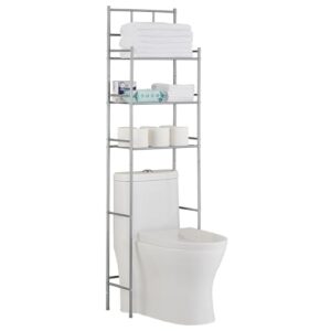 Drei-stöckiges Toilettenregal für das Badezimmer, Platzsparend und Grau, Hochwertiger Karbonstahl, Rutschfestpads, Leicht zu montieren