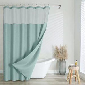 Schwerer, wasserdichter Duschvorhang mit TPU-beschichteter Rückseite und 12 rostbeständigen Haken in Blau-Netzfenster-Hotel-Stil