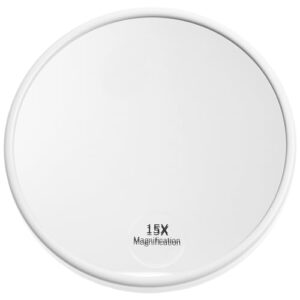 Kosmetikspiegel mit 15-Fach-Vergrößerung, Premium-Schminkspiegel Ø 13cm rund mit Saugnapf, Acryl-Make-Up-Spiegel für zuhause und unterwegs