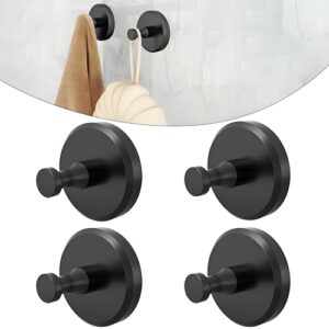 Saugnapfhaken für Bad, Küche und Fenster, 4 Stück Metall Schwarz, Haken ohne Bohren, wiederverwendbar und extra stark.