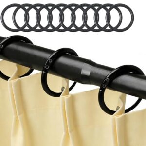 Schwarze Duschvorhangringe im Eröffnungsdesign, 40 mm Durchmesser, für die meisten Gardinenstangen, wiederverwendbar und leicht installierbar