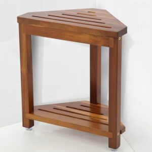 Dusch-Fußstuhl mit Ablageablage für Rasierbeine, kleiner Bank für Innendusche zum Sitzen auf Badesitz aus Akazienholz