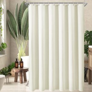 Duschvorhang aus wasserdichtem Polyester-Stoff, Waffel-Design, Beschwerter Saum, Antischimmel Textil, Wasserabweisend, Waschbar für Badezimmer und Badewanne
