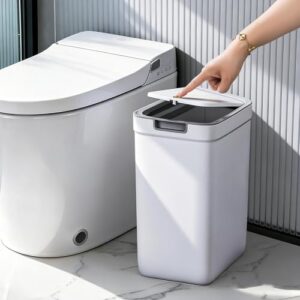 Kleiner Badezimmer-Mülleimer mit Deckel, 9 l/2,4 Gallonen, schmaler Mülleimer aus Kunststoff mit aufklappbarem Deckel für Badezimmer, Küche, Schlafzimmer und Wohnzimmer