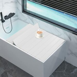 Faltbare Badewannenabdeckung mit Tablet-Halter, Wasserdicht PVC Abdeckung für Haus Badezimmer SPA