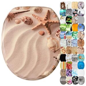 Hochwertiger Toilettensitz aus Holz mit Absenkautomatik und verschiedenen Motiven für ein individuelles Badezimmer