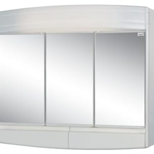 Spiegelschrank Topas Eco mit LED Beleuchtung 60 cm breit, weißer Kunststoffspiegelschrank im Badezimmer