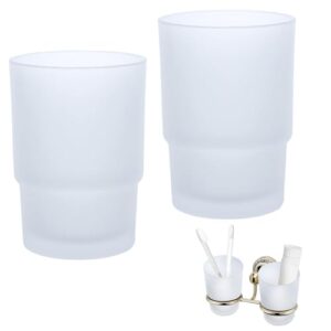 Glas Zahnputzbecher Set, Kinder Zahnputzbecher mit Wandmontage und Zahnbürstenhalter für Badezimmer-Zubehör (Matt)