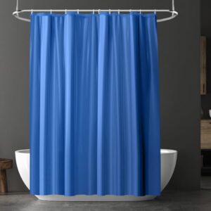 Blauer Duschvorhang im Badezimmer, Anti-schimmelschutz und wasserdicht, schnell trocknend, 180 x 180 cm, mit 12 Duschvorhangringen, Badewanne und Dusche