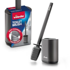 Hygienisch geruchsgeschützte Toilettenbürste mit Silikonborsten, 2-in-1 Reinigungszonen und rostfreiem Edelstahlgriff