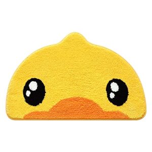 Cartoon Badematte mit halbkreisförmiger Form und gelber Ente. Ideal für Badezimmerausstattung, Sturheit auf nassen Flächen und leicht zu reinigen.