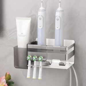 Moderner Zahnbürstenhalter mit 3 Haken aus Edelstahl für das Badezimmer, silberfarben, ohne Bohren erforderlich.