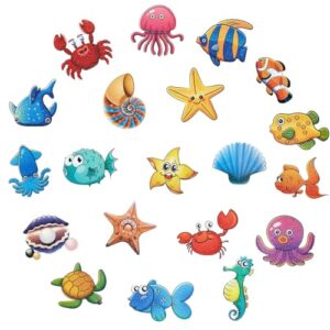 Anti-Rutsch-Badewanne Aufkleber mit Meeresmotiv. 20 Stück groß Selbstklebende Aufkleber für Kinder in der Dusche.