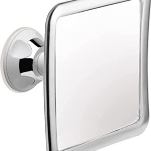 Antibeschlag Duschspiegel mit Saugnapf, Beschlagfreier Rasierspiegel für die Dusche, Unzerbrechlicher Badspiegel für Beschlagsfreies Rasieren, 16 x 16 cm (Chrom/Silber)