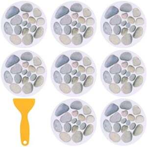 8 Pcs Badewannen Aufkleber Rund Selbstklebende, Antirutsch Sticker Durchmesser 15cm Steinmuster für die Badwannen oder andere Oberflächen