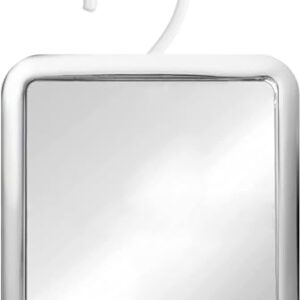 Beschlagfreier Duschspiegel von Mirrorvana, 16 x 16 cm, Chrom, anti-beschlagendes Rasieren mit Aufhängehaken und 360° Schwenkbarkeit