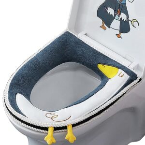 Bncxdc Toilettensitzbezug, WC Sitz wärmer, Universal-Reißverschluss-Wärmer-Toilettensitz-Abdeckungspolster, wasserdichtes antibakterielles Leder-Heim-Toilettensitzpolster mit Griff