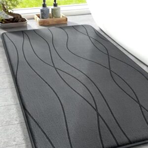Badezimmerteppich Memoryschaum, rutschfester Badvorleger mit Memory-Schaum-Technologie, 50x80 cm, dunkelgrauer Teppich für Badezimmer