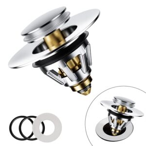 Universeller Pop-Up-Abflussstopfen für Waschbecken mit Messing-Bounce-Core und Anti-Verstopfungssieb für Abflusslöcher von 34 bis 45 mm