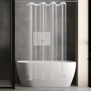 Duschvorhang, schmal, transparent, Kunststoff, 122 x 183 cm, dünn, leicht, für Badezimmer, Dusche, Ausstellungsraum, Innenvorhang mit rostfreien Metallösen und beschwerten Magneten