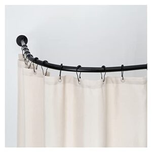 L-förmige Duschvorhangstange aus schwarzem Metall für Eckräume, halbrunde gebogene Stange für den Duschkabuffel