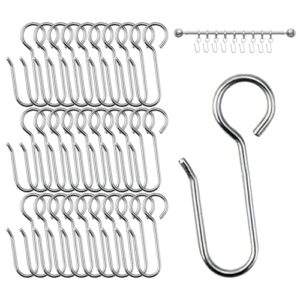 Metall-Gardinenhaken Silber, 60 Stück hochbelastbar, für Vorhangringe und Duschvorhang