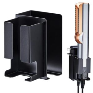 Glätteisen Halterung, Wandhalterung für Glätteisen Zubehör, Haarglätter Halter Ohne Bohren, Haarglätter Halterung Ständer, Glätteisenhalter Aufbewahrung Föhn und Glätteisenhalterung für Bad (Schwarz)
