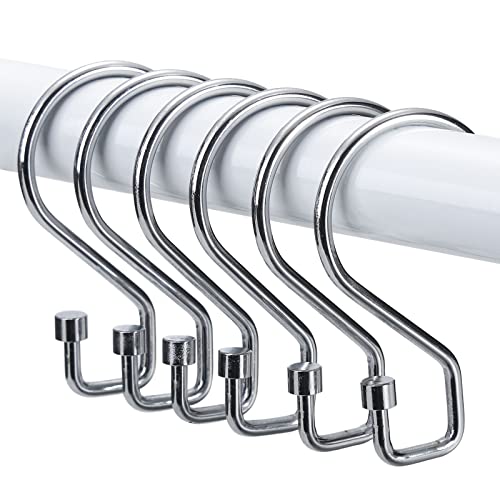 Duschvorhangringe aus Metall, multifunktionale Haken für Duschvorhänge und Vorhänge, 12 Stück Chrom