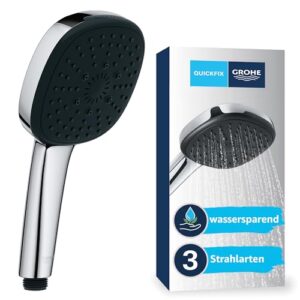 Wassersparender Duschkopf GROHE Vitalio 110, Handbrause mit 3 Strahlarten und Universalanschluss für eine optimale Wasserzufuhr.