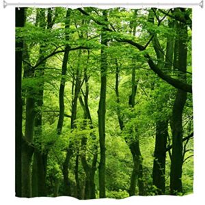 Grüner Wald Wasserdichter Duschvorhang Set für Badezimmer, 180 x 180 cm, praktisch und stylish