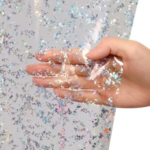 Holografischer 3D-PVA-Duschvorhang mit Glitzer-Blumenmuster, transparenter Kunststoff, schillernd, für Badezimmer-Dekoration