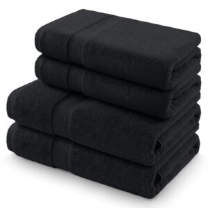 4er-Pack Handtücher Set aus 100% Baumwolle, schwarz, 500 g/m² weich & saugstark
