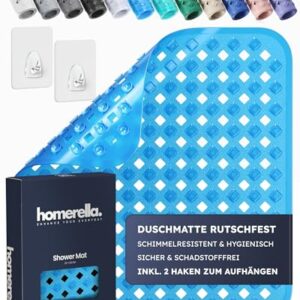Duschmatte rutschfest 53x53cm mit Aufhängung, Antirutschmatte für die Dusche, schimmelresistent und waschbar