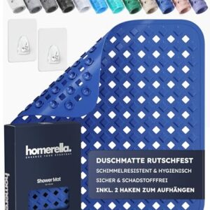 Duschmatte rutschfest 53x53cm, inkl. Aufhängung, Antirutschmatte Dusche, schimmelresistent und waschbar, Duschwanneneinlage, Rutschmatte Dusche