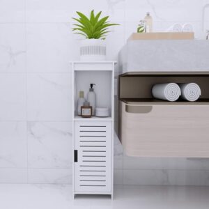 Lautus kleiner Aufbewahrungsschrank für Toilette, Toilettenpapierhalter, Säule, Badezimmerschrank, Schrank, verstellbar, 26 x 20 x 75 cm, Weiß