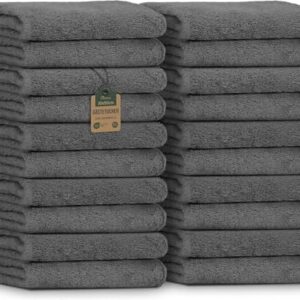 20er Pack anthrazit grauer Gästetücher aus 100% Baumwolle, weich und saugfähig für Bad, Gäste & Spa