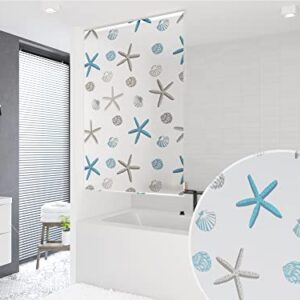 MAßANFERTIGTER Duschrollo mit 16 Motiven aus dem Ozean-Thema, umweltfreundlich und recyclefähig.