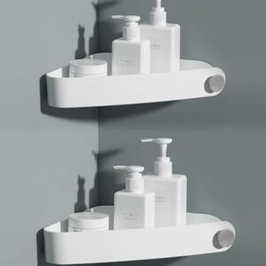 Duschablage ohne Bohren Ecke für das Badezimmer - 2 Stück Duschregal mit Klebepad, Rostfreier Kunststoff Shampoo Halterung für Dusche