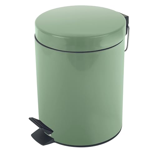 Treteimer aus Edelstahl mit modernem Design, einfacher Öffnung und abnehmbarem Inneneimer für Badezimmer oder Küche in Basilikumgrün 3L.