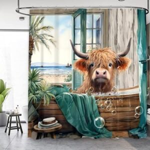 Duschvorhang mit lustigem Kuh-Motiv, wasserdicht und waschbar für Badezimmer