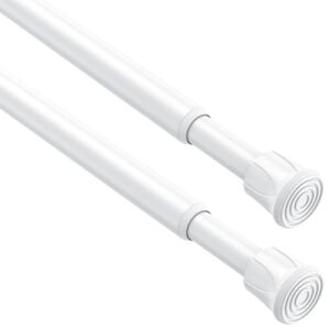 Weißer Teleskop Gardinenstangensatz ohne Bohren, 40 bis 70 cm lang, Ø13mm, für Fenster und kleinere Schränke, Küche und Badezimmer