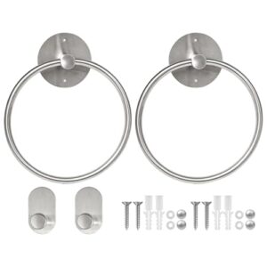 Selbstklebender Handtuchring mit Haken für Bad und Küche, 2-teilig, Edelstahl, leicht zu installieren