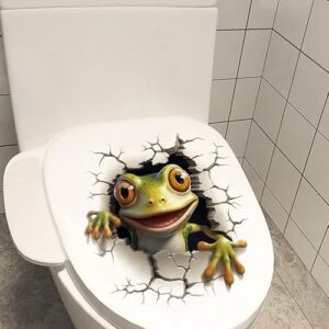 Frosch auf Toilettendeckel, lustige Tier-Aufkleber für Badezimmer, selbstklebend und wasserdicht